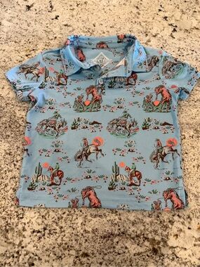 Burlebo Cowboy Up Western Cactus Polo Shirt - Kids